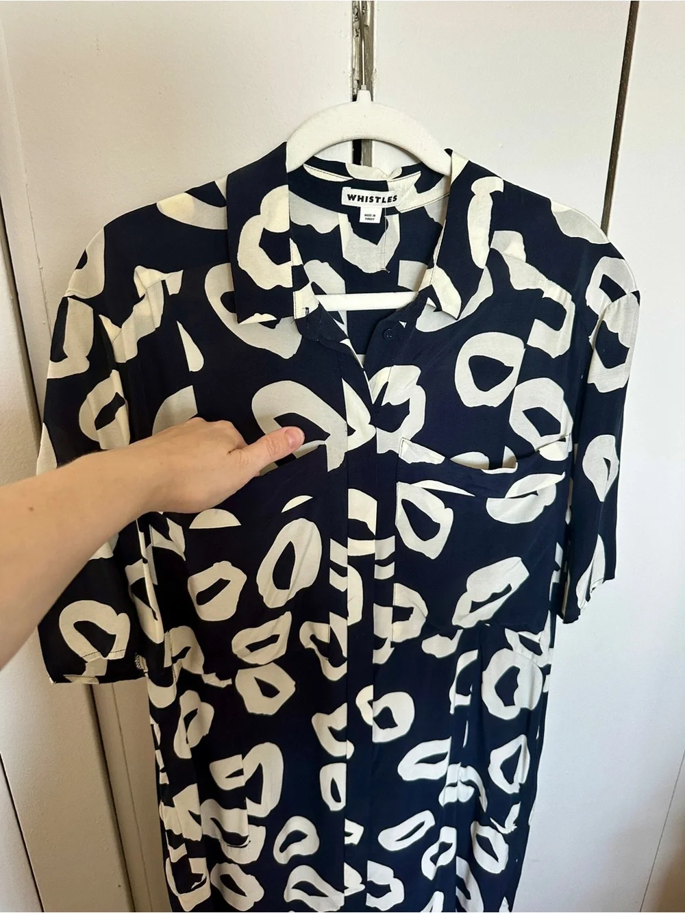 NWOT WHISTLES Black & White Marisa Loop Print Shirt Dress Abstract Contemporary